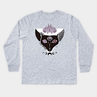 Sphynx Cat, Moth, Third Eye, And Triangle Kids Long Sleeve T-Shirt